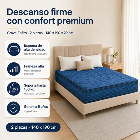 Colchón Grava Zafiro 2 Plazas Mixto con Pillow Colchón Grava Zafiro 2 Plazas Mixto con Pillow