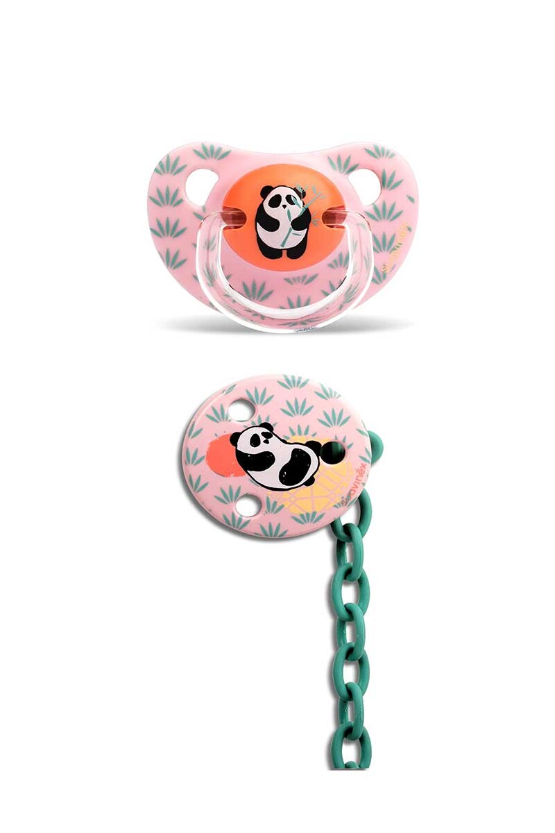 Chupete anatómico + broche a juego panda rosa Chupete anatómico + broche a juego panda rosa