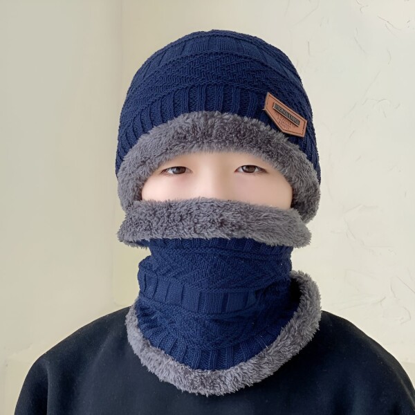 Kit Set Invierno Gorro Bufanda Cuello Guantes Abrigo Unisex ® Color Variante Gris Azul