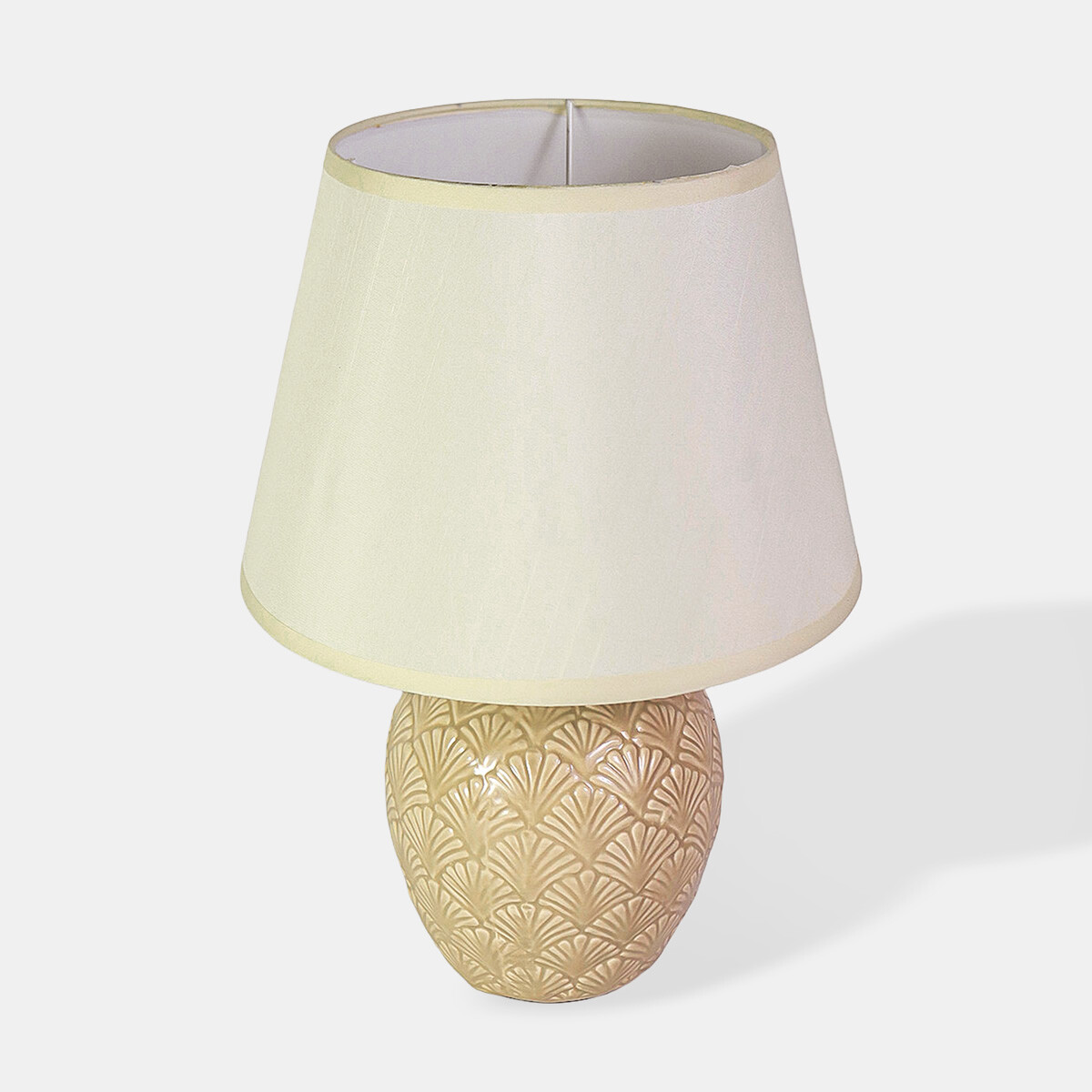 LAMPARA MARFIL C/BASE BEIGE P/MESA 20X32CM 