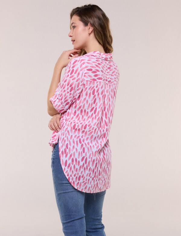 Camisa Estampada Y Ruedo Asimetrico ROSA/MULTI