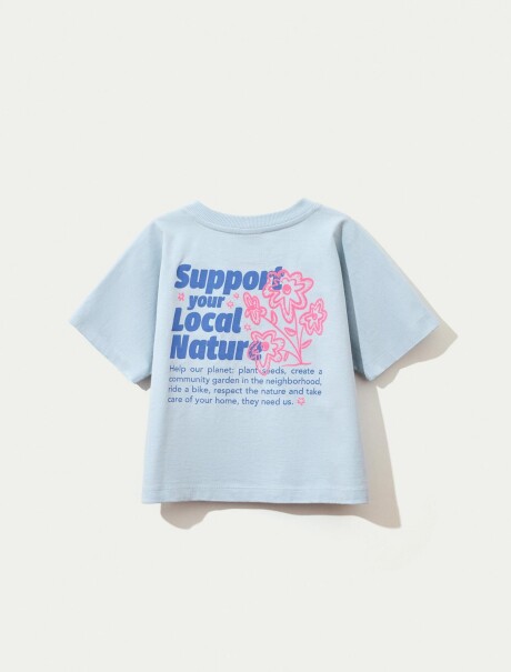 CAMISETA INFANTIL MANGA CORTA CON ESTAMPAS CELESTE