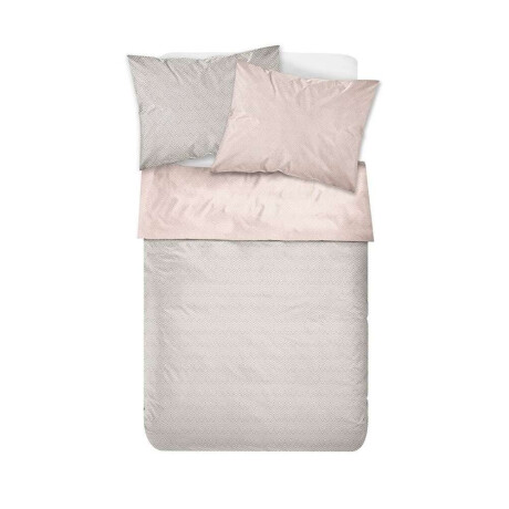 Juego De Sabanas Algodon 144H Full 140X190+30Cm Rombos Cannon Rosa/Gris