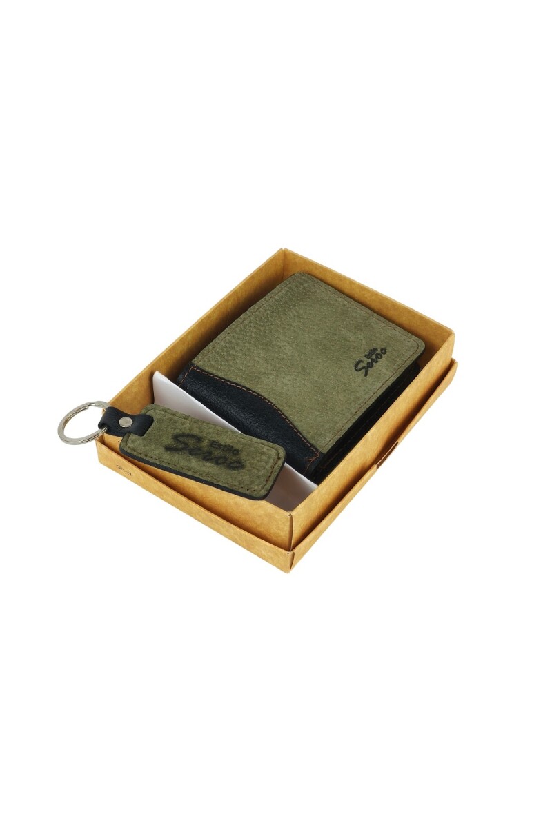 Set billetera y llavero verde