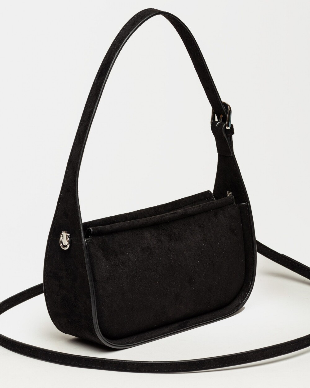 Cartera al hombro Leaf en efecto cuero gamuza Negro