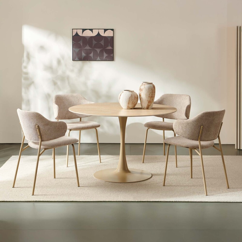 JUEGO DE COMEDOR METAL-Y-PIEDRA TULIP