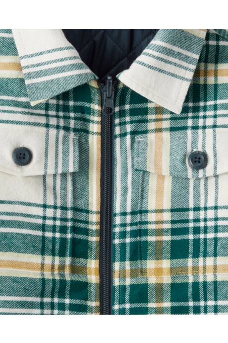 Campera reversible, diseños a cuadros y azul Sin color