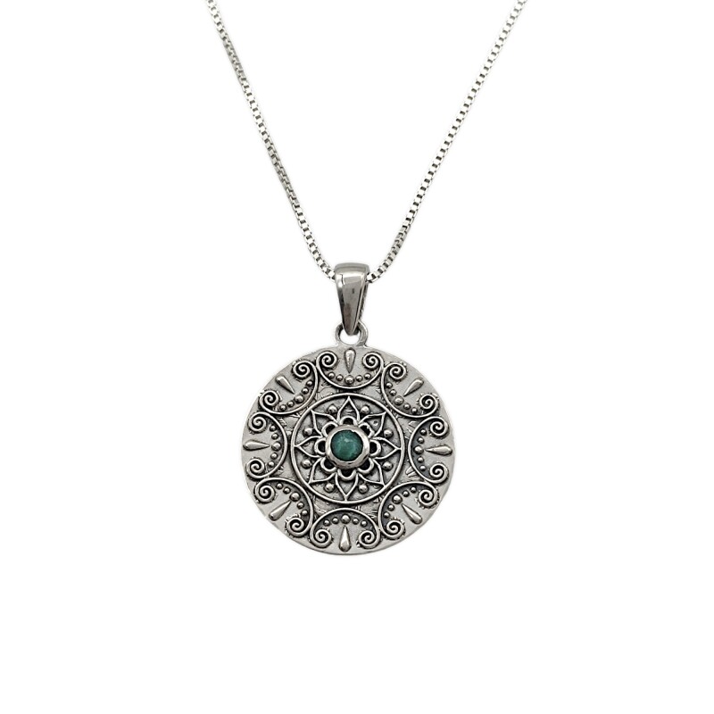 Conjunto Mandala - Plata 925 - Piedra Turquesa- CJ3026 conpiedra