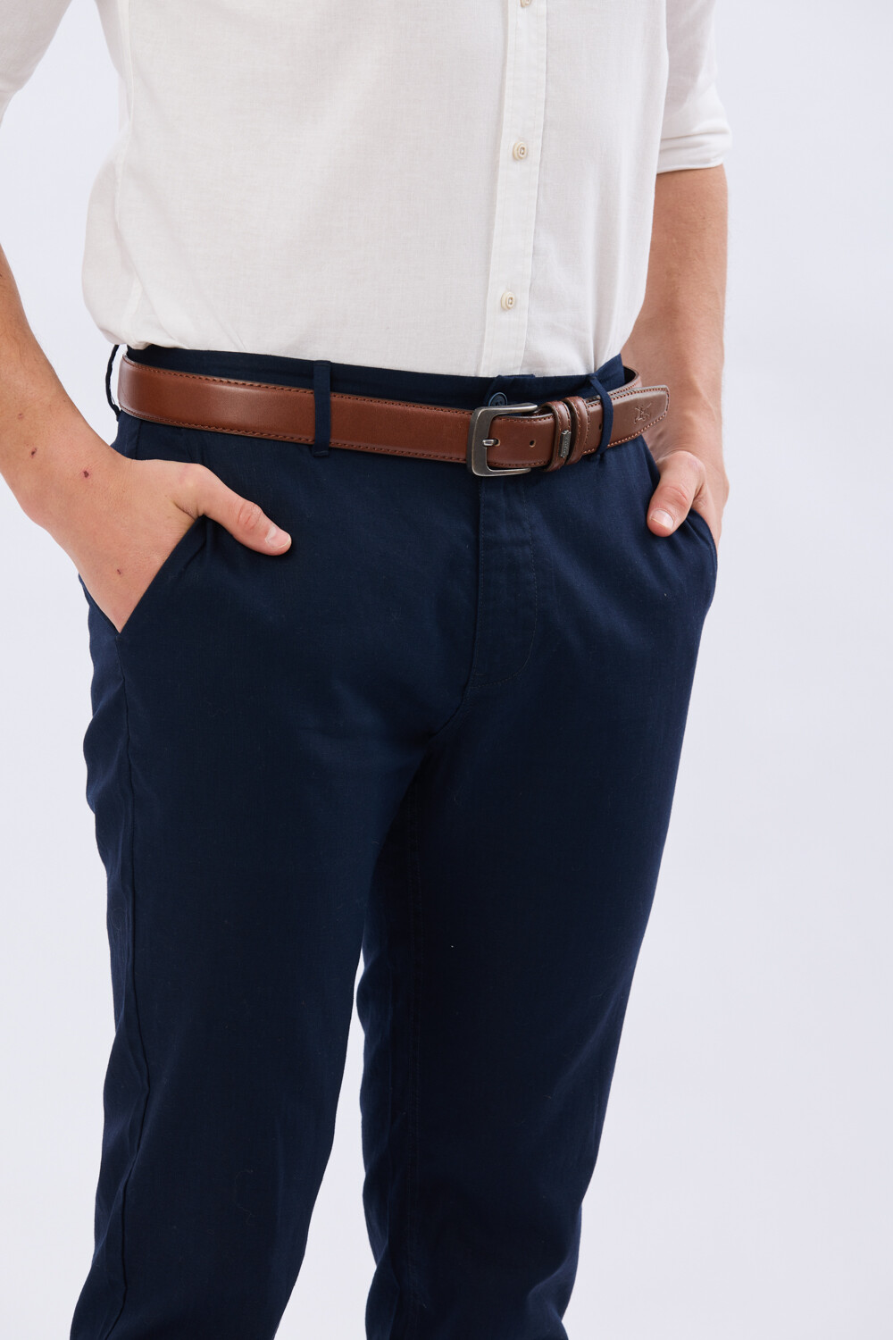 PANTALON CLÁSICO DE LINO Azul