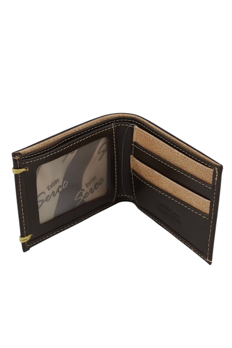 Billetera de Cuero Genuino 100%: Estilo Clásico con Acabado de Costuras a Mano Marron