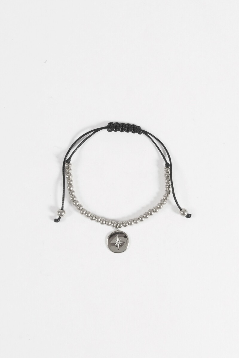Pulsera acero ajustable dije plateado