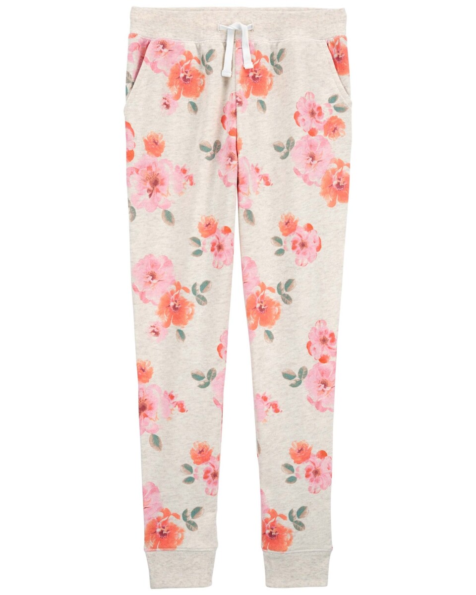 Pantalón deportivo de algodón, diseño floral. Talles 6-14 