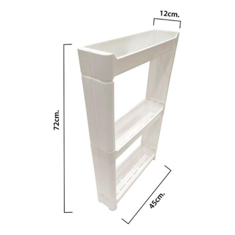 Mueble estantería de plástico con 3 estantes regulables y ruedas Mueble estantería de plástico con 3 estantes regulables y ruedas