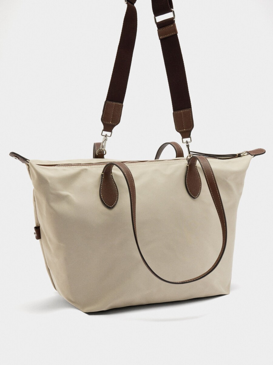 Bolso Shopper Liso De Nylon crudo
