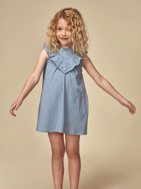 Vestido De Punto Con Tiras Bordadas Plomo