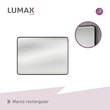 Espejo Horizontal Lumax Xindi Marco Rectangular 90 x 70cm Negro