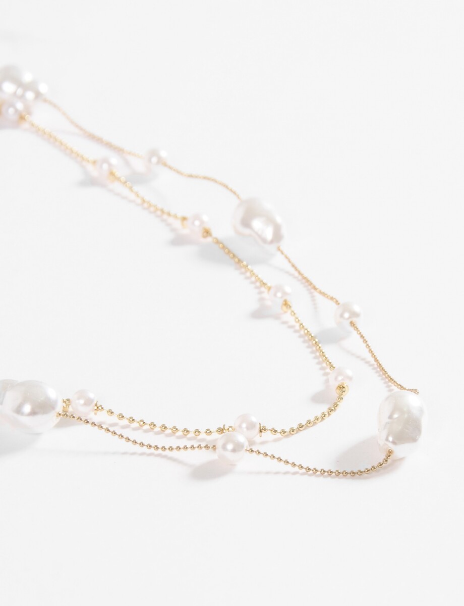 Collar doble perlas - dorado 