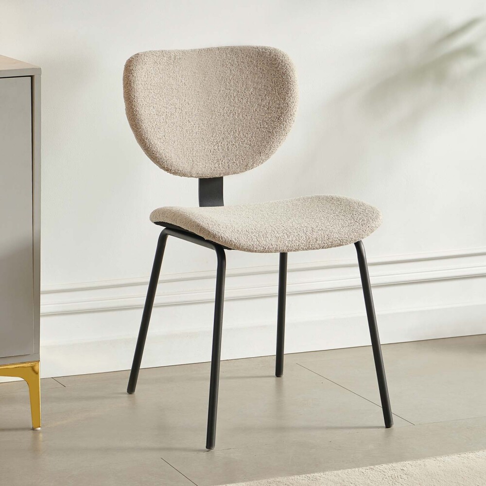 SILLA DE COMEDOR METAL-Y-TELA NATURAL-BEIGE HIBISCO