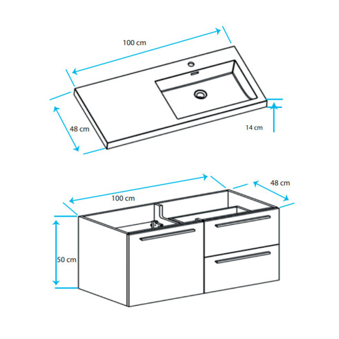 MOBILIARIO BAÑO ELEMENTO CON BACHA 3 CAJONES MADERA NOGAL NOGAL