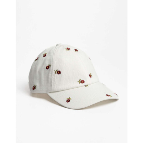 Gorra Bordada Flores Blanco Crudo