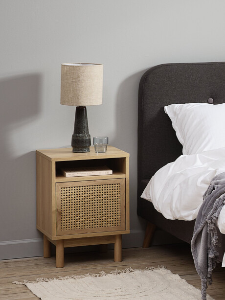 Mesa de luz HALMSTAD 1 puerta ratán sin/roble Mesa de luz HALMSTAD 1 puerta ratán sin/roble