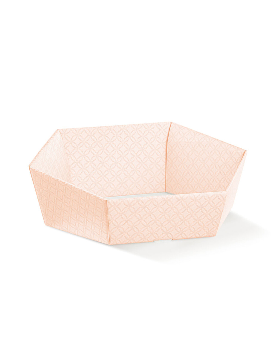 CESTO HEXAGONAL 20,5X17X7 cm - MATELASSE ROSA 