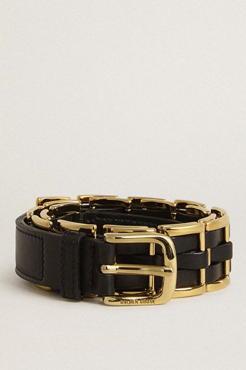 METALLIC WEAVE BELT Negro