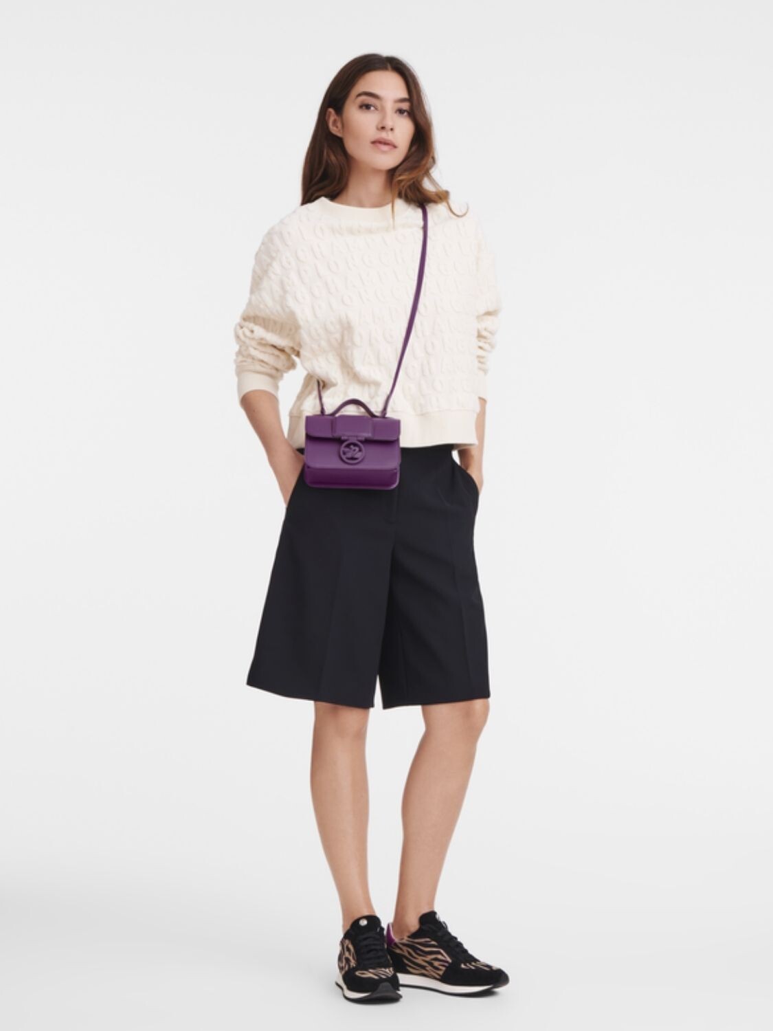 Longchamp -Cartera pequeña de cuero, Box-trot Verde Oscuro
