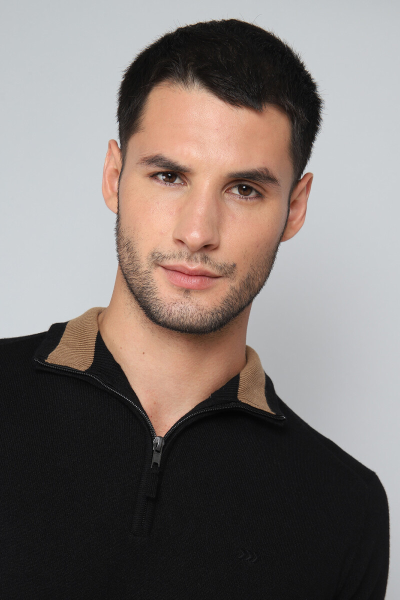 Sweater Medio Cierre Arrow NEGRO