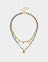 Collares Cortos Con Piedra Natural Collar Corto Bañado En Oro Con Piedra Natural - Dorado