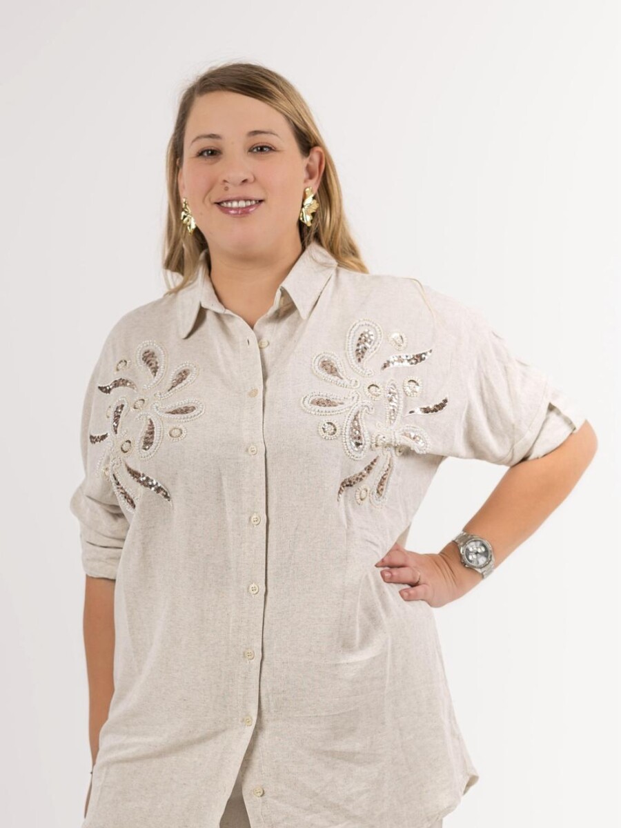 Camisa 100% lino, con perlas. Made in Turquía Camisa 100% lino, con perlas. Made in Turquía