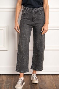 Jean Recto Apliques Negro