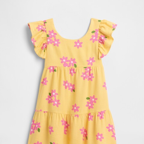 V-SL TIER DRESS FRENCH ALMOND