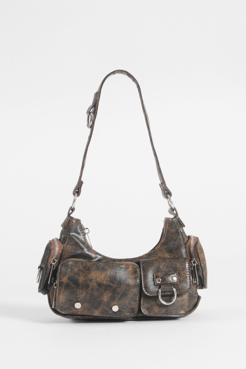 Cartera de hombro bolsillos marrón