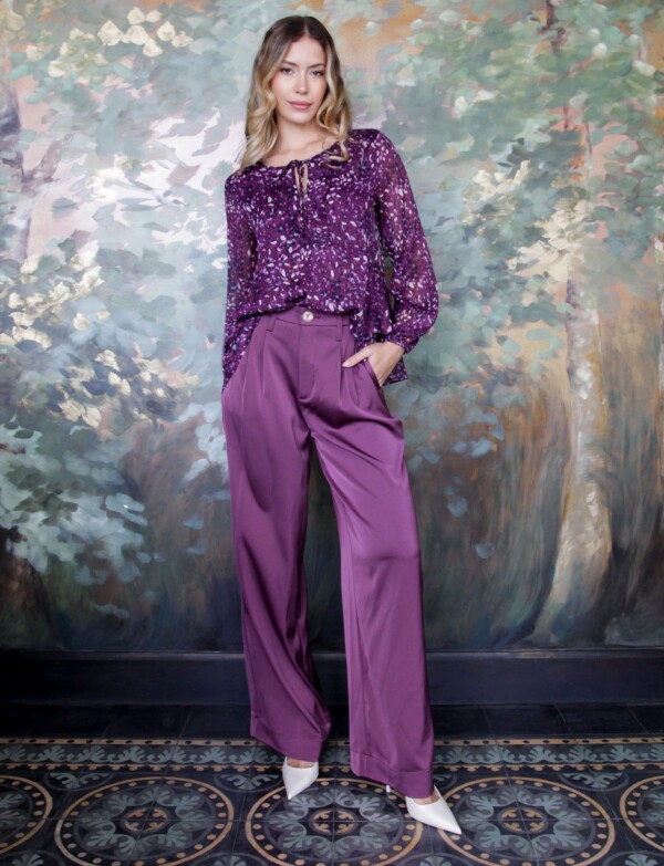 Pantalon Saten Wide BORDEAUX