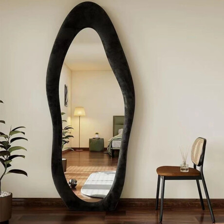 Espejo de pie en Forma de onda marco en terciopelo 160x60cm Negro