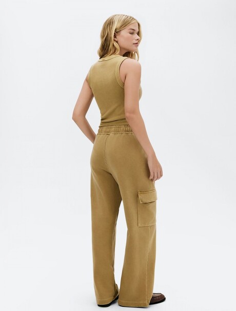 PANTALÓN ANCHO EN ALGODÓN MARRÓN