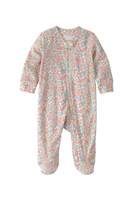 Pijama enterito de algodón orgánico con pie, diseño floral Sin color