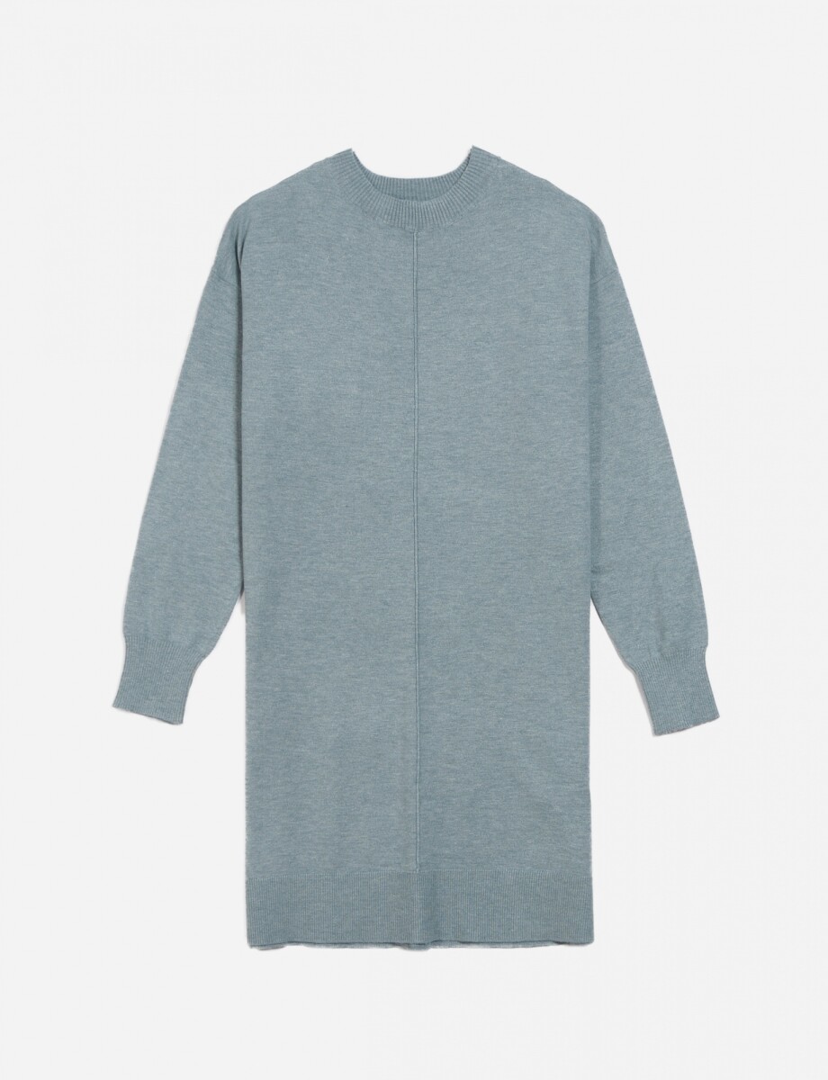 Sweater cuello a la base - Azul piedra 