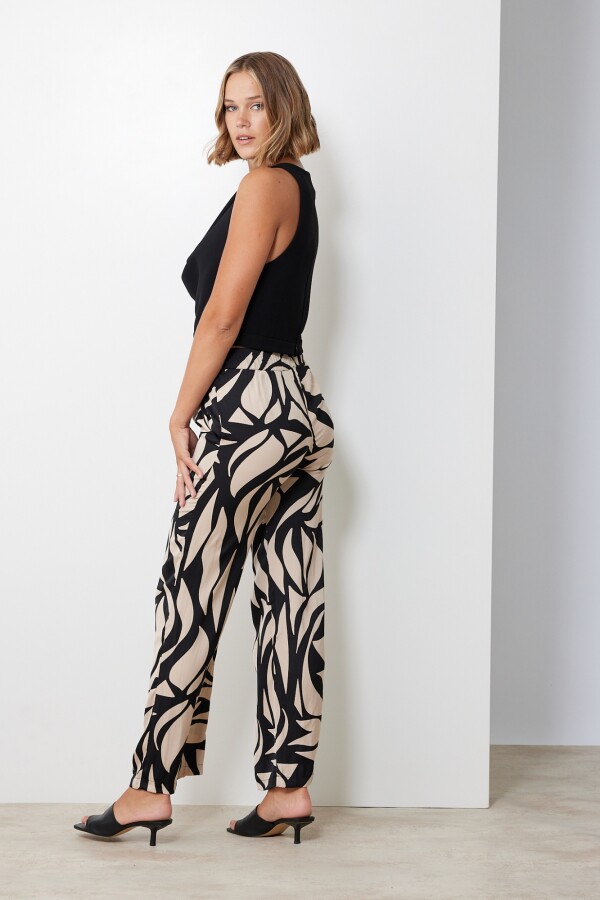 Pantalon Print NEGRO/BEIGE