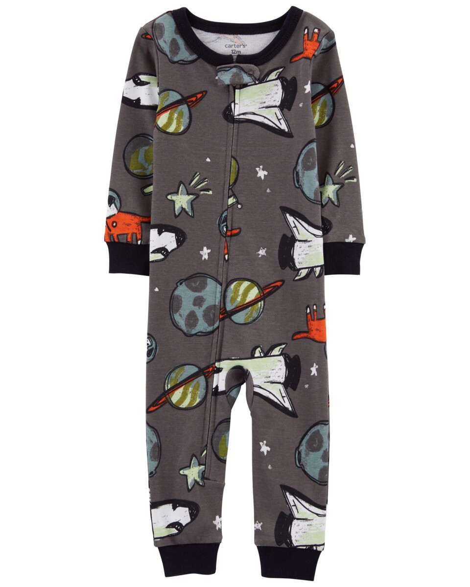 Pijama una pieza de algodón, diseño espacial 