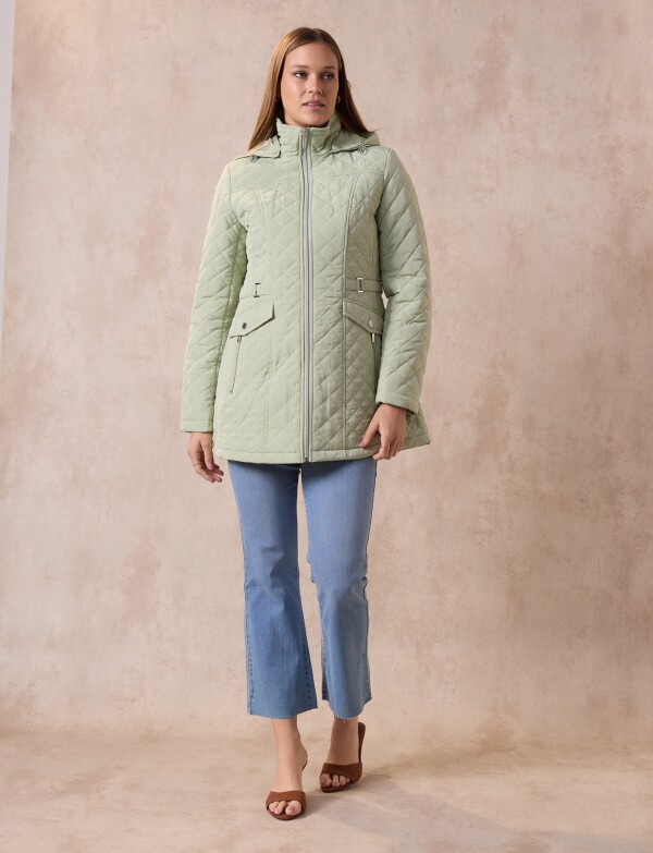 Campera Capitoneada Capucha VERDE CLARO
