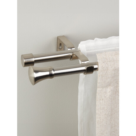 Barra cortina doble CONE 200-340cm acero Plateado