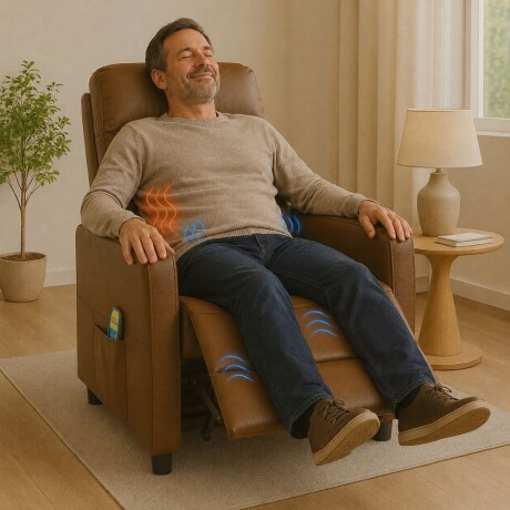 Sillon reclinable 1 cuerpo con masajeador y calefaccion - Marrón Sillon reclinable 1 cuerpo con masajeador y calefaccion - Marrón