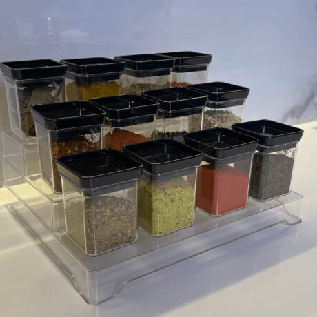 Kit Especiero X13 Lumini Frascos para Condimentos y Soporte Negro