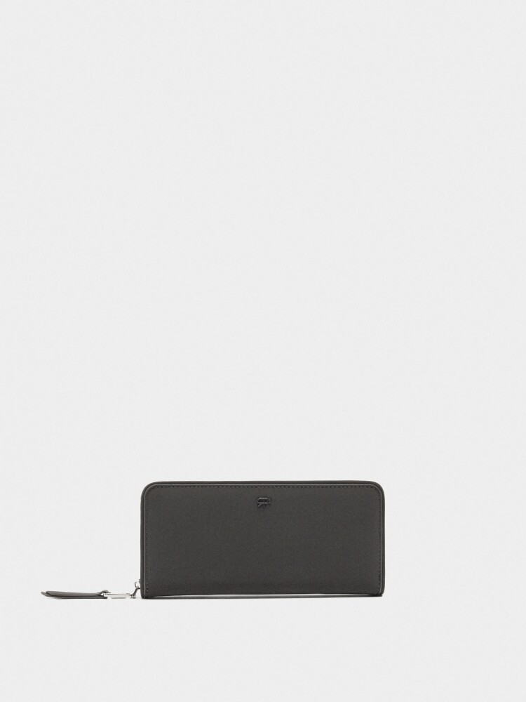 Cartera De Textura Suave Con Cierre De Cremallera L negro