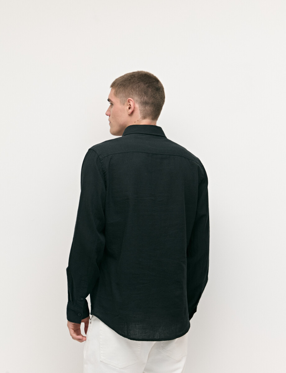 011665 CAMISA DE LINO HARRINGTON LABEL Negro
