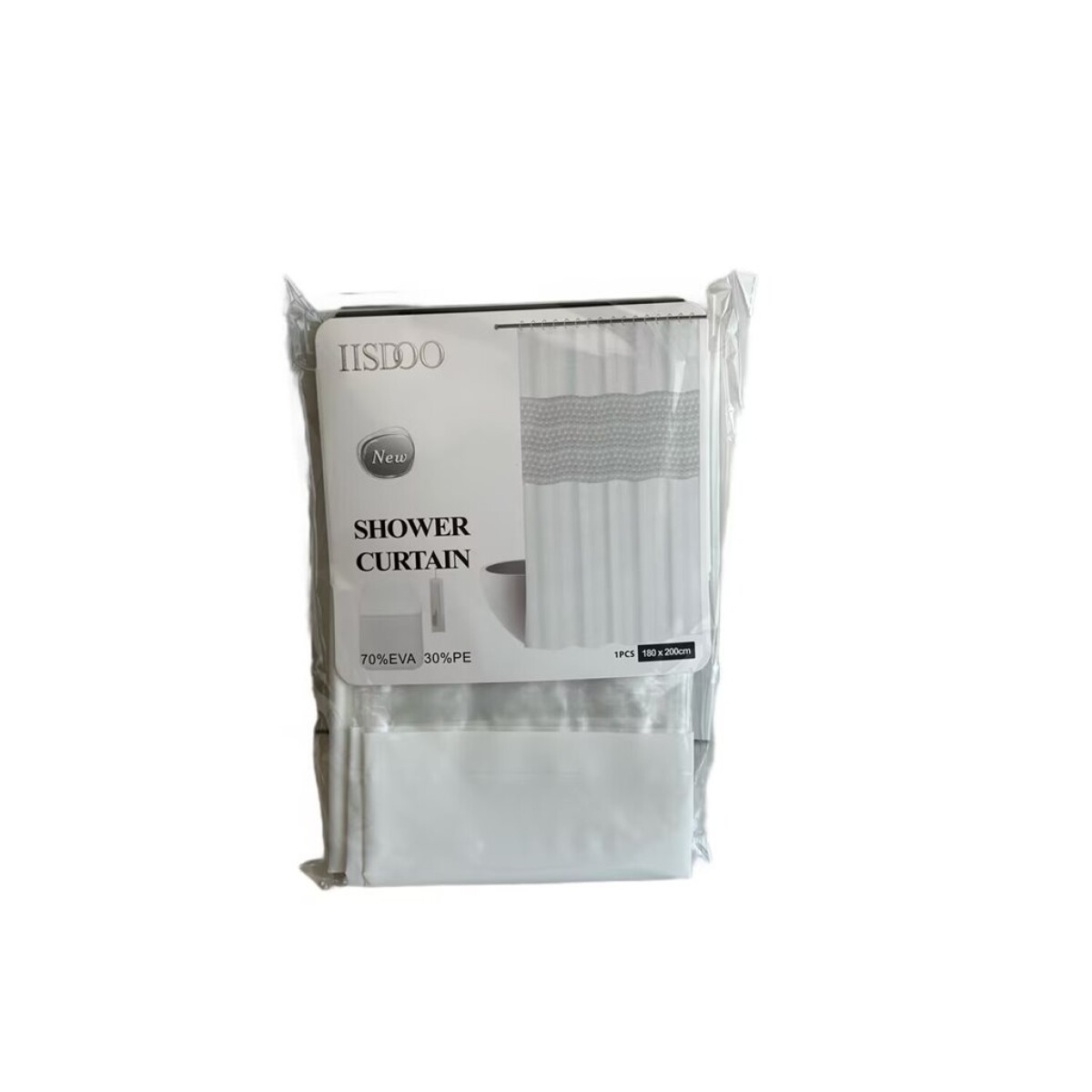 CORTINA DE BAÑO C/VISOR C/GANCHOS 180x200CM BLANCO 