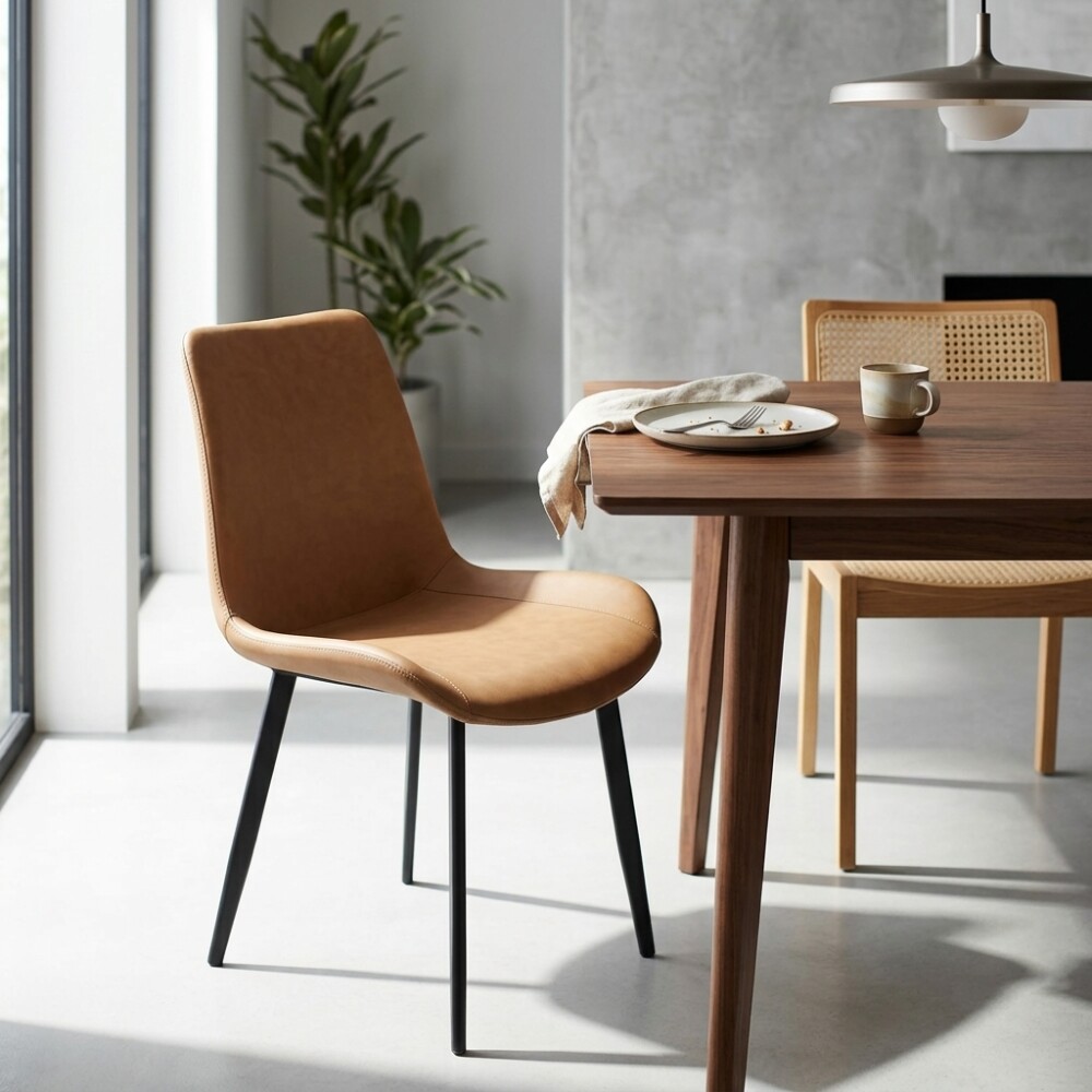 Silla de comedor Tapizada Negra Marrón