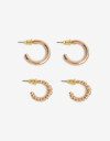 Aros Argollas Set Metal Set De 2 Pares De Argollas De Metal Bañado En Oro - Dorado